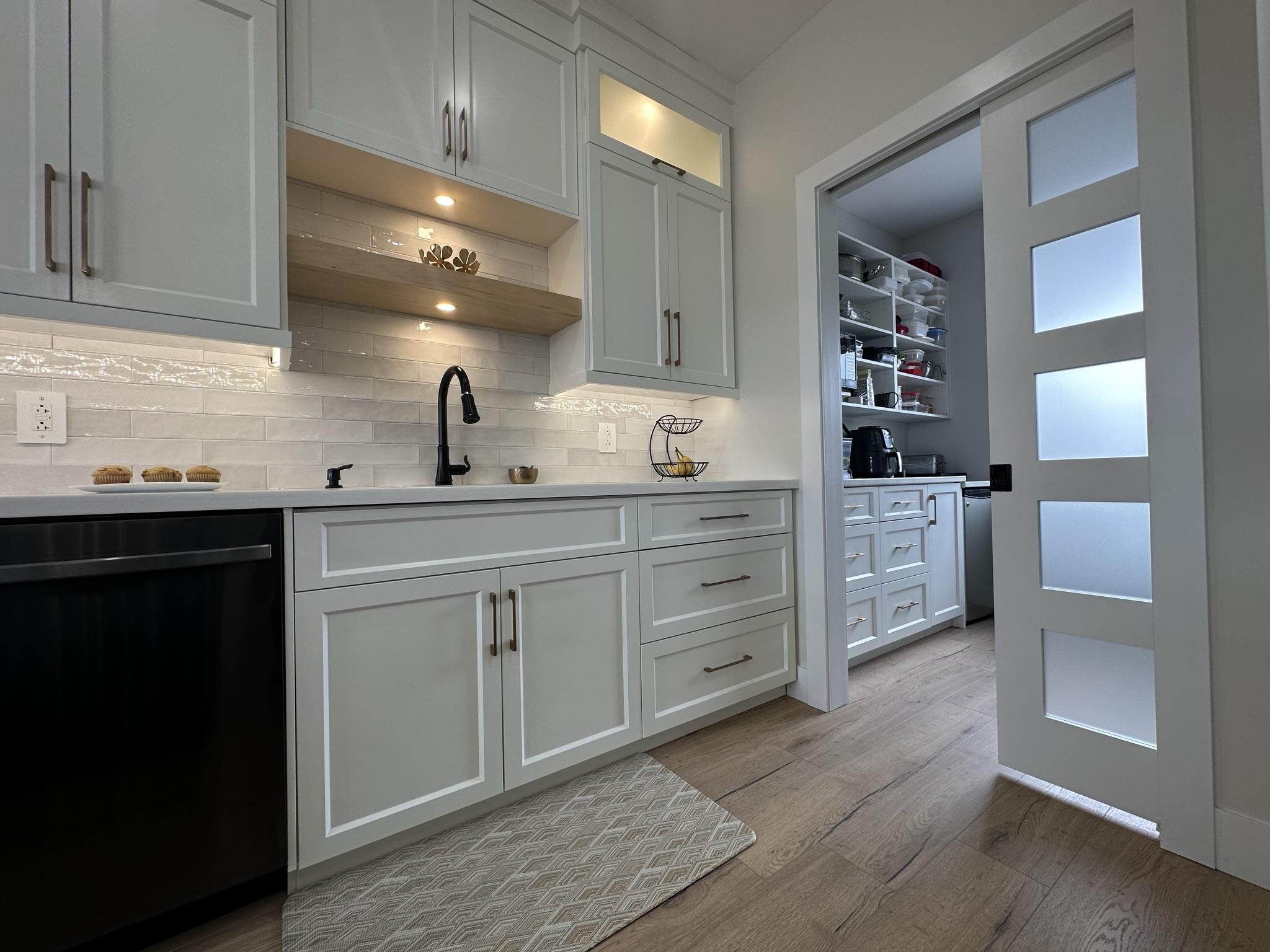 White custom cabinets in a kitchen